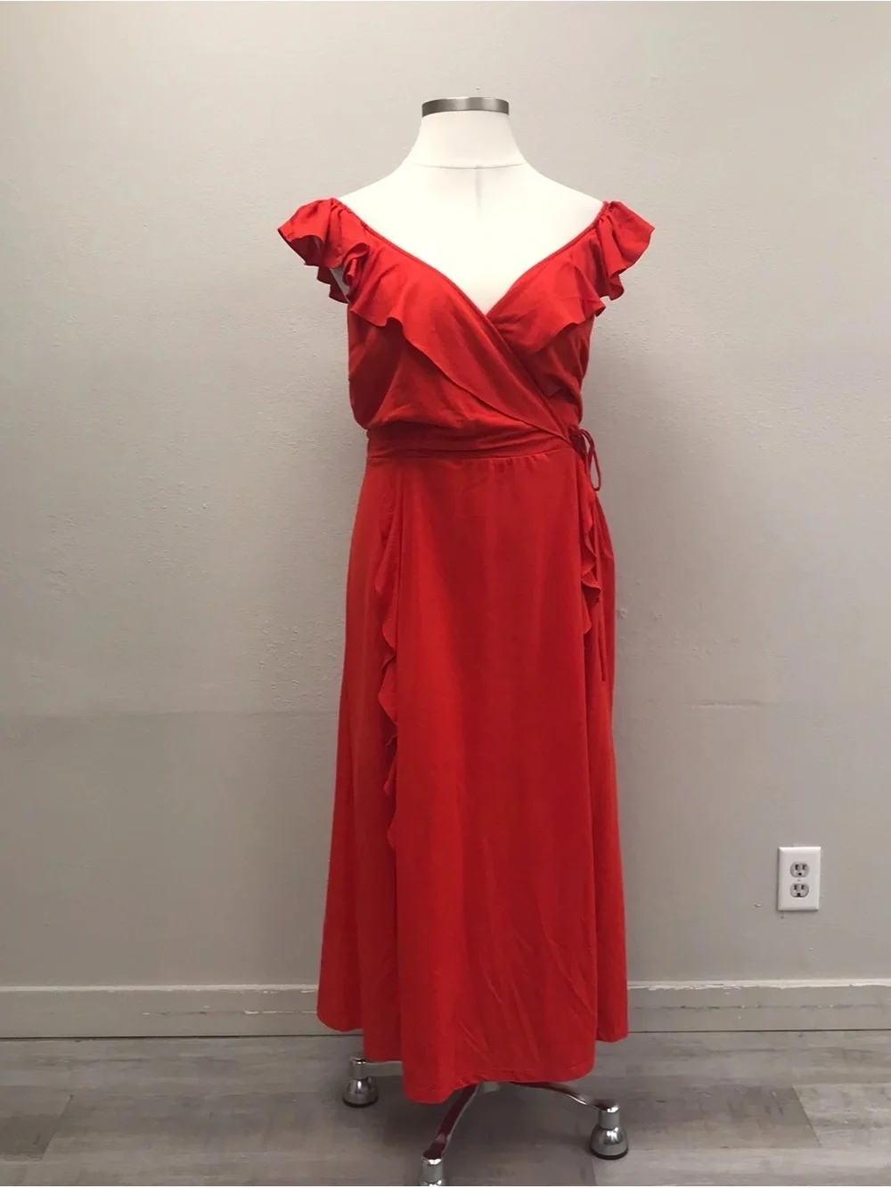 Nurode Ruffle Trim Wrapped Maxi Dress - Size 2X
